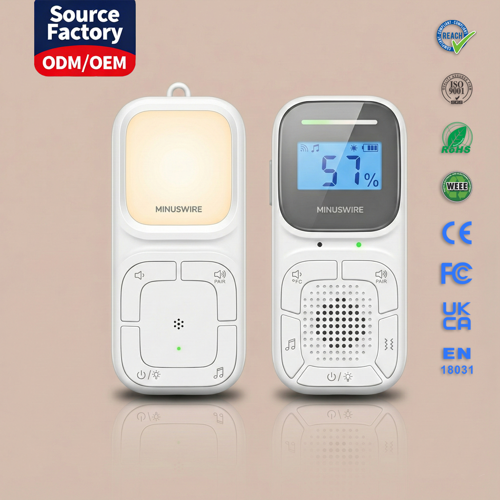 KT268B Long-Range Digital Audio Baby Monitor with Temperature & Humidity Sensor, Vibration Alert, and Dual Rechargeable Units