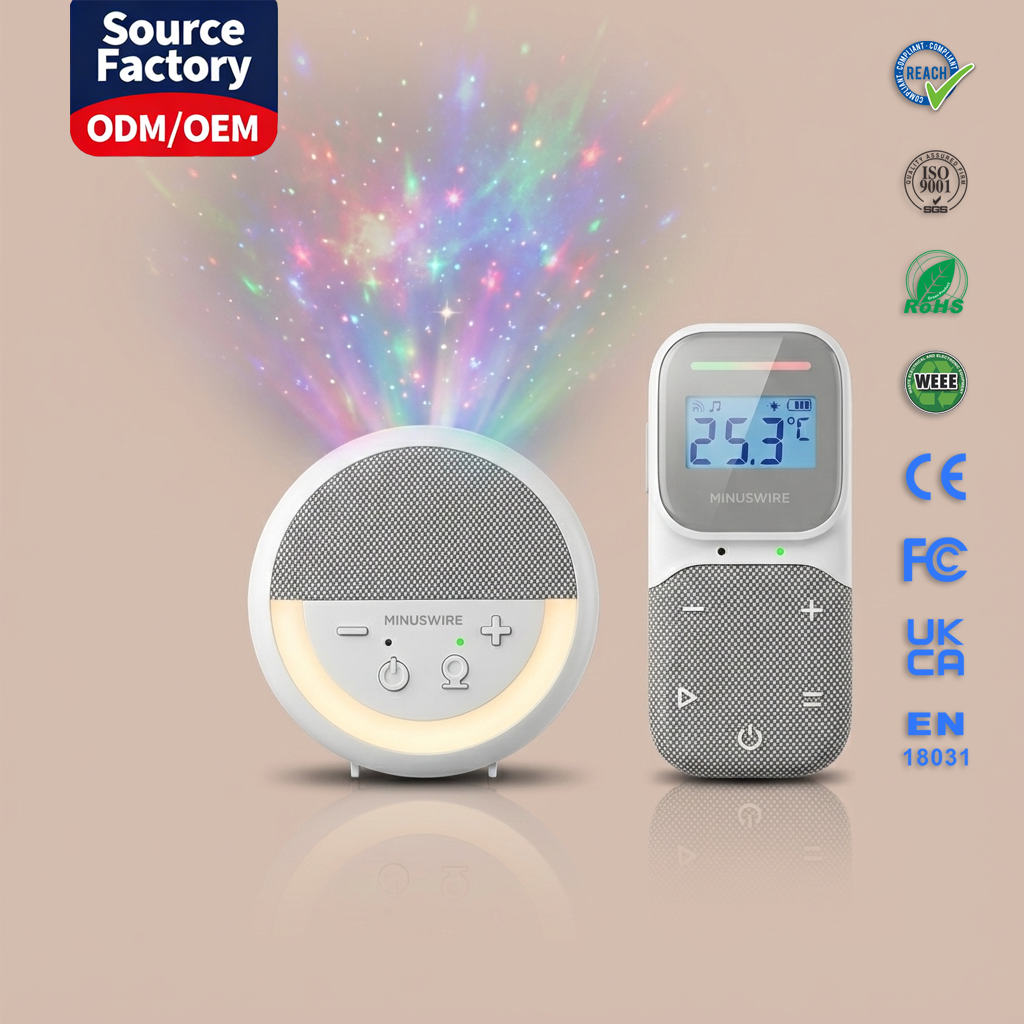Digital Audio Baby Monitor with Starry Projector & Room Temp Display | Portable Rechargeable Parent & Baby Units | 300m Long Range | KT-279 Series