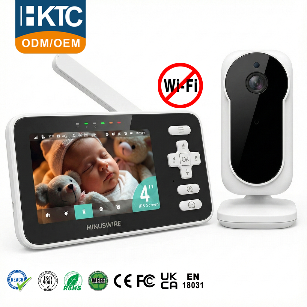 MINUSWIRE 4 IPS Screen Video Baby Monitor (KT-4312S) - No WiFi, FHSS Secure Connection, 390m Long Range for Wholesale & OEM